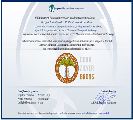 Duurzaamheid Certificaat Brons Greendeal